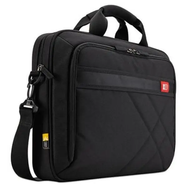 Polyester Business Briefcase for Men, 15.6 Inch Black Laptop Bag with Padded Compartment, Organization Panel and Detachable Shoulder Strap, Laptop Compartment