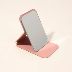 Elegant Foldable Mirror with PU Stand, Portable Hand Wash Glass Makeup Mirror, Compact Travel Friendly Design, Suitable for Dormitory