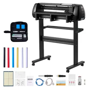 summervibes VEVOR Vinyl Cutter Machine, 28 inch Max Feed Width, Dual Blades, Adjustable Force and Speed, LED Display, Vinyl Plotter Cutter Printer Bundle with Sticker Sheets, Transfer Film, Signmaster Software