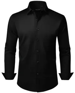 Alimens&Gentle Men's Stretch Long sleeve Shirt Business Ultra Soft Breathable Comfy Casual Tops Multiple Colors