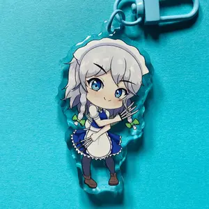 Sakuya Izayoi Touhou Project Acrylic Keychains, Sakuya Izayoi Keychain, Cute Anime Keychains, Anime Lovers Gift Keychain, Kawaii Keyring Accessories