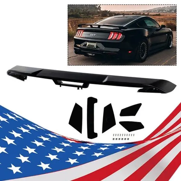 CROSSDESIGN Glossy Black GT Style 1-Piece ABS Plastic Trunk Lip Spoiler Wing, Automotive Replacement Body Part, Car Upgrade Accessories for Car, 2015-2022 Ford Mustang S550