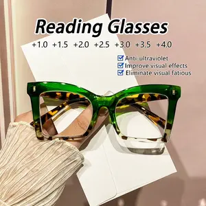 Women's PC Square Frame Colorblock High-End Reading Glasses, Fashionable HD Eyewear for Daily Commute, Parties & Holidays, Square Frame Eyeglasses