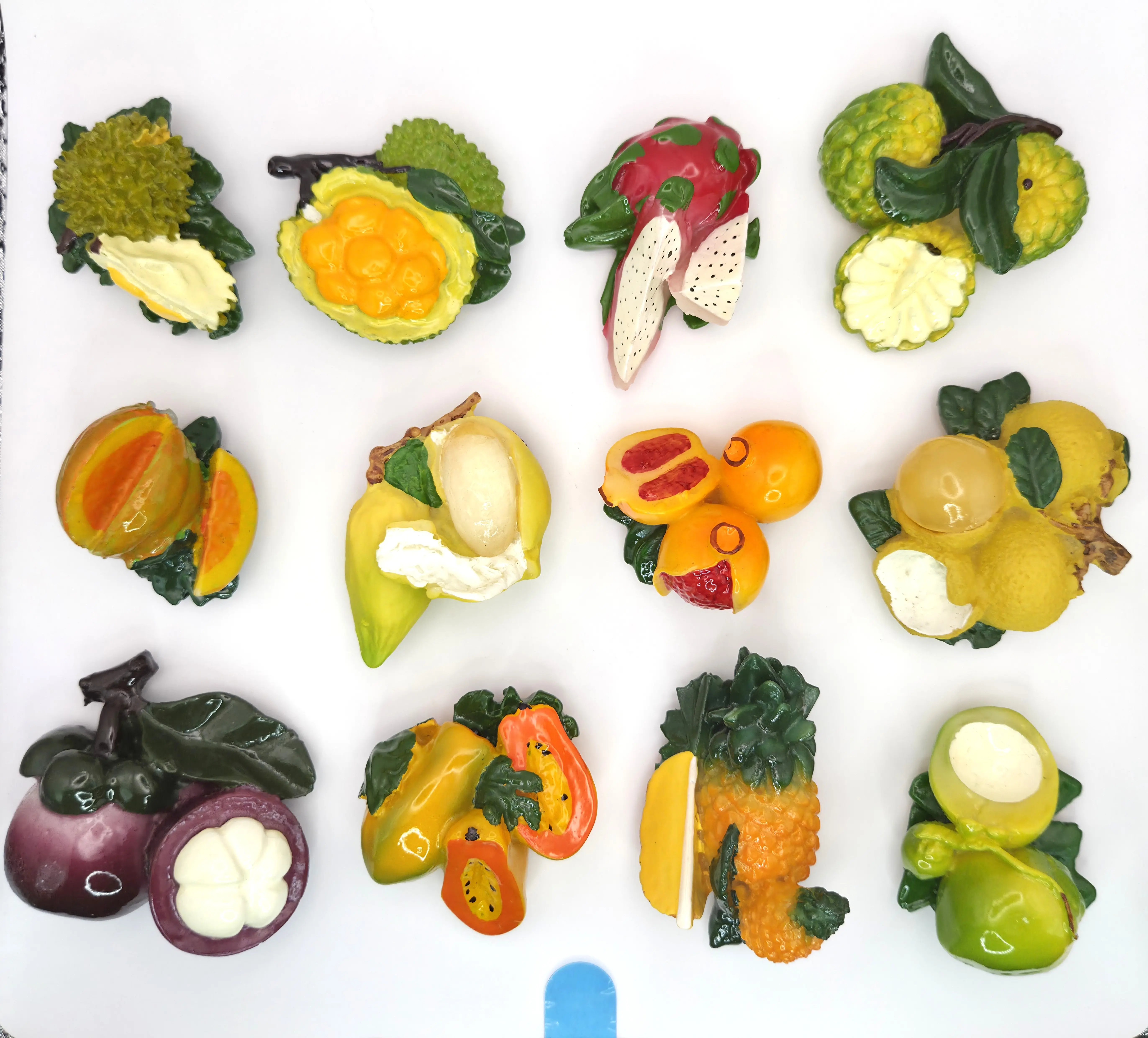 Exotic Tropical Fruit Fridge Magnets – Set of 12 | Colorful Kitchen Decor | Cute Resin Magnets