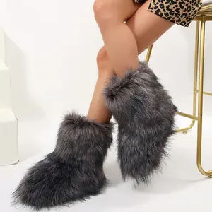 Women's Women's Mid-Calf Fuzzy Fluffy Snow Boots Cozy & Trendy Winter Footwear‌ Indoor Outdoor Shoes