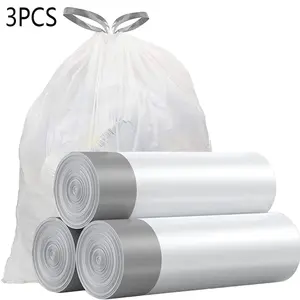 2-4 Gallon Thicken Trash Bags Drawstring | 17.7"x 19.7" | Small Garbage Bags 4 Gallon - Drawstring Handles | White Trash Can Liners | Small Bin Liners, for Toilet Home Office and Bedroom