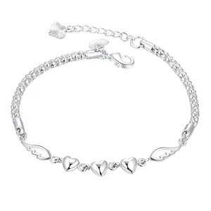 Explorinox Ladies Chain Bracelet Adjustable Alloy Heart Charm with Wing Design Lightweight Anti-Wear Jewelry Gift for Wife Girlfriend 25.4cm Length