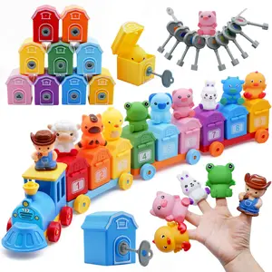 Montessori Learning Toy, Learning Tool, Counting, Matching & Sorting Learning Farm Train Activity Train Set with Farm Animals Finger Puppets Keys to Lock and Unlock Barn, Birthday Gift for Baby Boys Girls