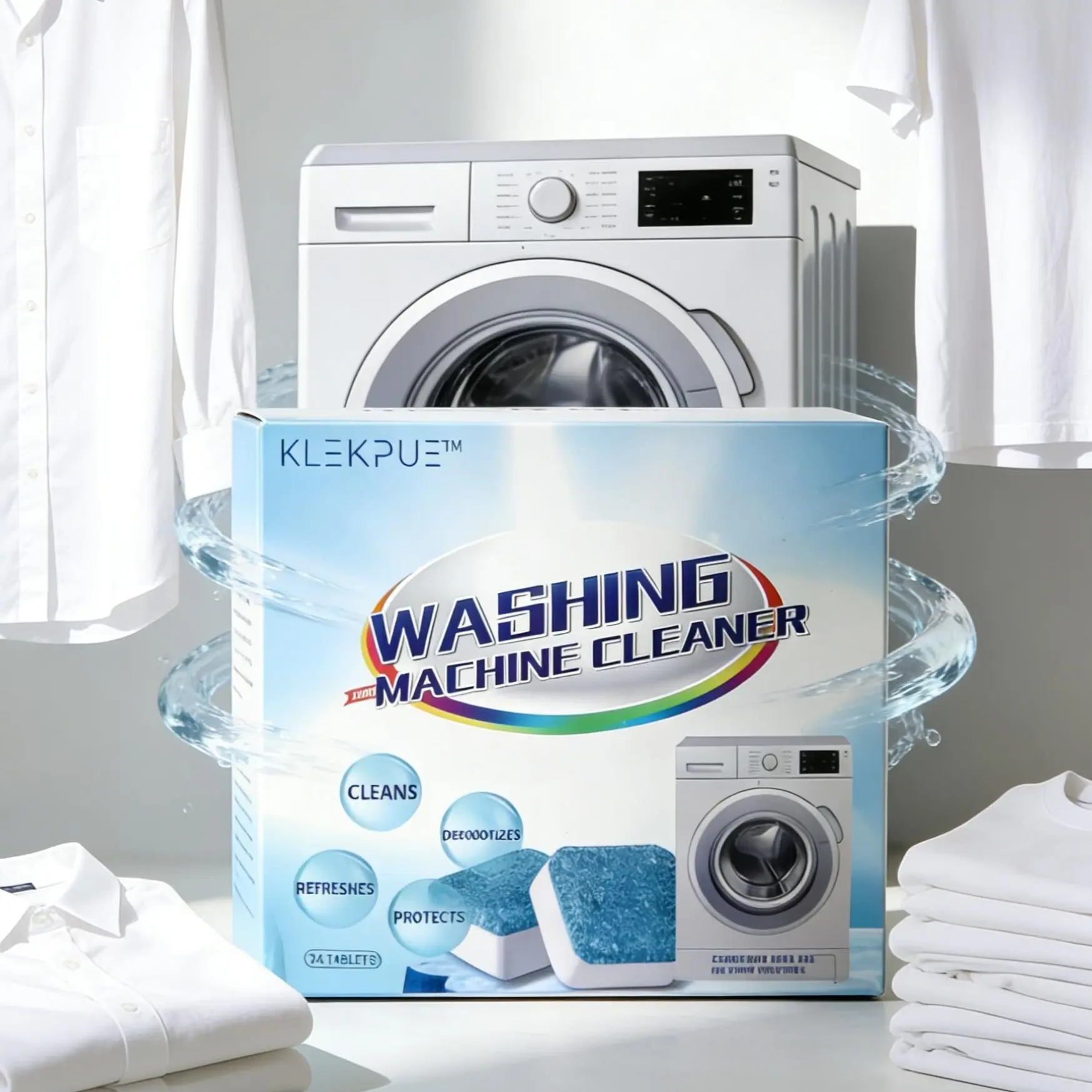 Washing Machine Cleaner Descaler 12 Pack Deep Cleaning Tablets For HE Front Loader & Top Load Washer, Septic Safe Eco-Friendly Deodorizer, Clean Inside Drum and Laundry Tub Seal,dorm essentials,home essentials