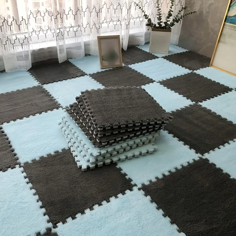 12/24PCS Bedside Patchwork Carpet Window Mat Ins Wind Foam Mat Can Be Cut, Removed and Washed, and The Patchwork Floor Mat Can Be Fully Paved Checkered Rug Boho Area Rug rugs for bedroom