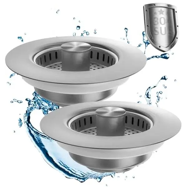 3-in-1 Kitchen Sink Drain Strainer & Pop-Up Stopper, Made of Stainless Steel & Brass, Fits US Standard 3-1/2 Inch Sink Bounce Core Drain Assembly