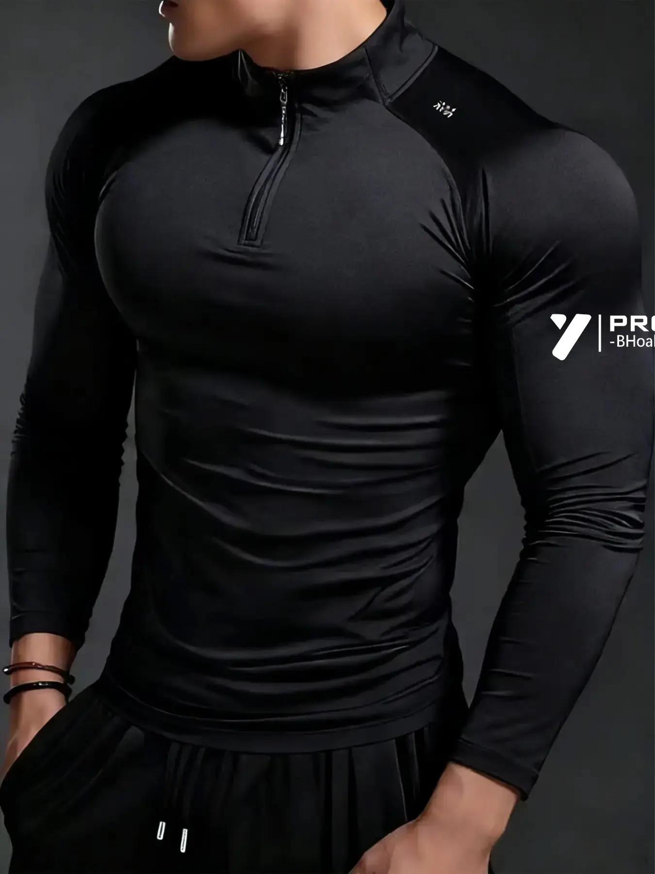 Men's Professional Muscle Fit Compression Quarter Zip - Ultra-Elastic White Long Sleeve Gym Compression Sports Top Quick Drying Top - Quick-Dry Performance Base Layer for Bodybuilding, Training & Outdoor Fitness Gym Apparel Fitness Clothes Tops