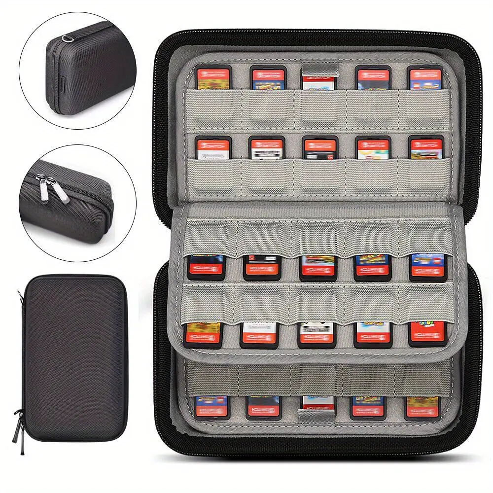 Fabric Game Card Storage Bag - 80-Capacity Organizer for Nintendo Switch/PS Vita/SD Cards, 300g Compact Durable Easy-Transport Home Organizer (19 * 11 * 5.5Cm)