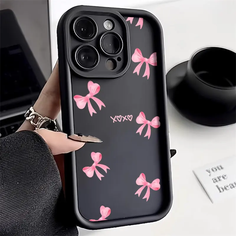 Cute pink bow phone case, scratch-resistant and drop-proof protective cover, compatible with iPhone 17/16/15/14/13/12/11/X/XS/XSMAX/16E/12.13MINI, a holiday gift for friends, Accessories, Smartphone, Cellphone, Handheld