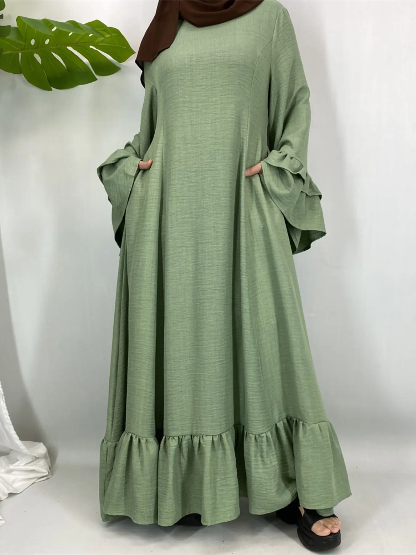 Muslim Sisters Must-Have! Multi-Color Long Bubble Sleeve Robe, Daily & Religious Occasions, Versatile Fashion Staple