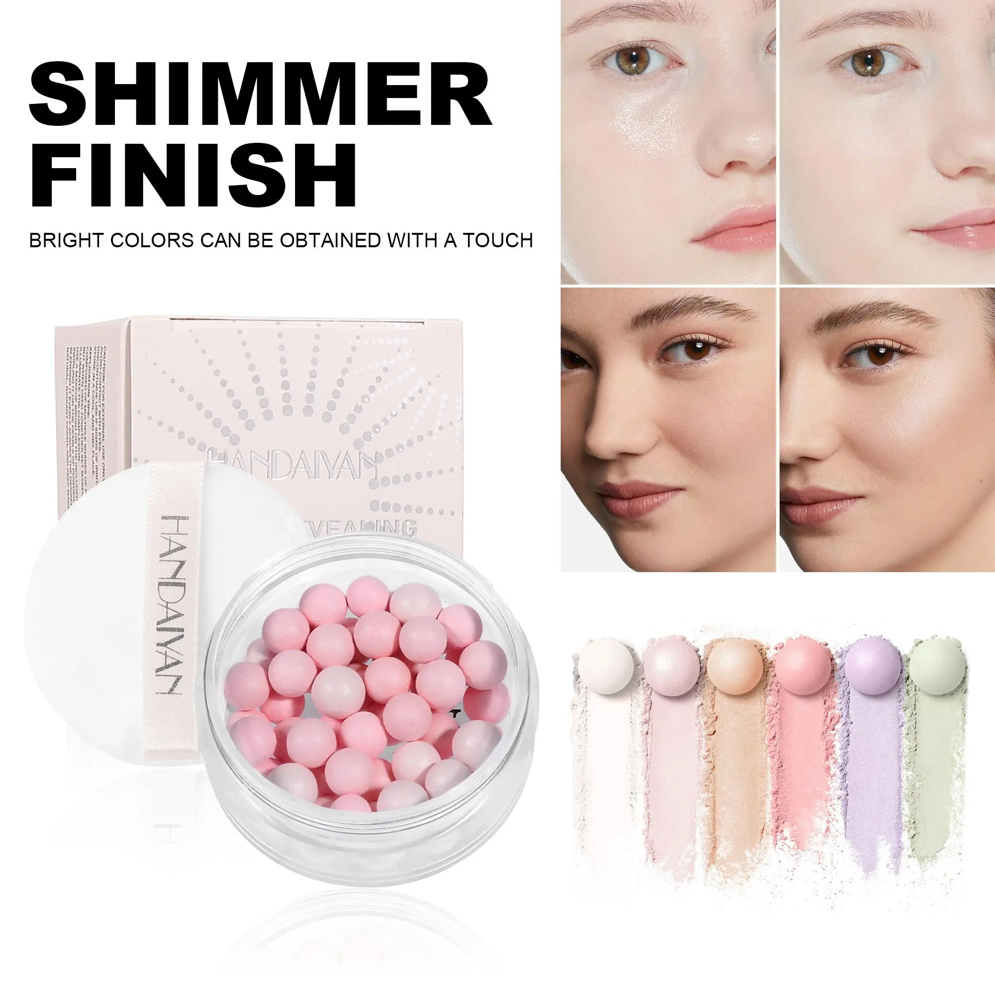 Handaiyan Finishing Powder Pearls, Oil-Control & Pore Minimizing Loose Setting Powder for a Natural All-Day Glow, 5-Color Brightening Formula for All Skin Types, 36 Months, Oil-Free, Any Tone, Single Item, Compact, Cosmetic, Dusting Powder