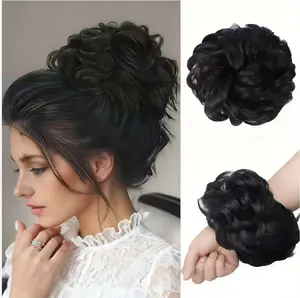 Women's Messy Bun Hair Piece for Women 55g Elastic Drawstring Tousled Loose Wave Curly Hair Buns HairPiece Chignon Synthetic Fiber Hair Bun Hair Extensions Updo Messy Bun Hairpiece Daily Use band scrunchies wholesale hot sell