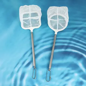 2pcs Extendable Small 3D Stainless Steel Fish Net, Aquarium Use, Tropical Ornamental Fish Scoop Net, Handheld Fish Shrimp Catching Net, Cleaning