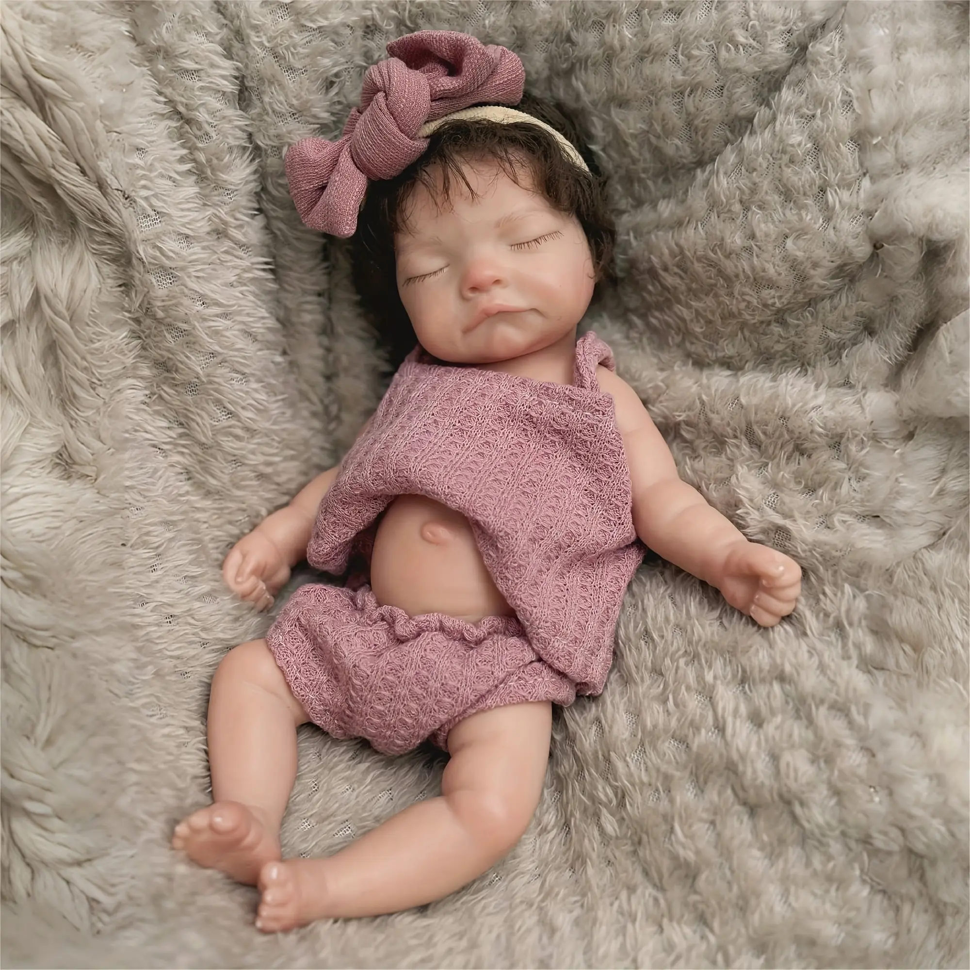 10in (0.9kg) Silicone Newborn Girl Reborn Doll, Handmade Painted Full Body Solid Silicone, Removable Clothes Set Doll, Soft Cuddly Collectible Gift for Adult Collectors, DIY Specialty Toy, Soft Cuddly Gift