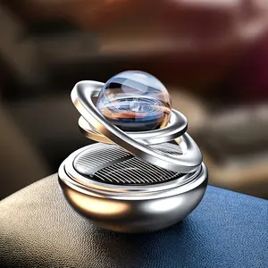 Solar Powered Rotating Car Air Freshener, Aluminum Alloy Starry Sky Design, Solid Form, Car Perfume Holder, Auto Fragrance Accessory, Car Diffuser