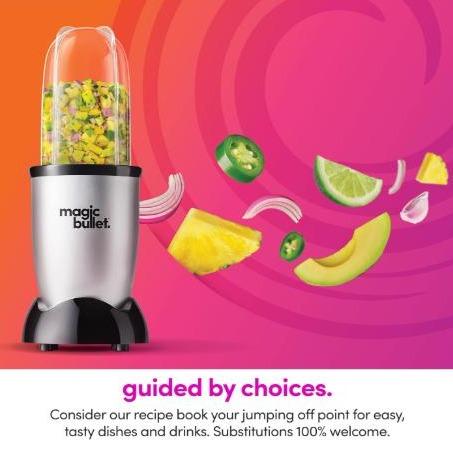 Magic Bullet Blender Small Silver 11 Piece Set 250W Motor Base Cross Blade Cups Party Mug Lip Rings Stay Fresh Lids To Go Lid Recipe Guide Magic Bullet Blender Small Silver 11 Piece Set 250W Motor Base Cross Blade Cups Party Mug Lip Rings Stay Fresh Lids To Go Lid Recipe Guide