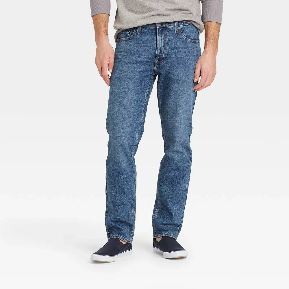 Goodfellow & Co Men's Mid Rise Straight Fit Leg Below Knee Jeans Midweight Goodfellow & Co Men's Mid Rise Straight Fit Leg Below Knee Jeans Midweight