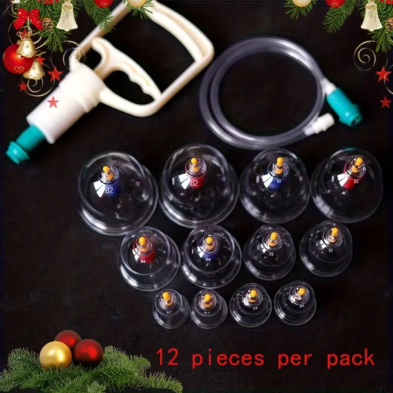 New Home Cupping Therapy Set, Cupping Kit with 12 Cups, Comes with Vacuum Cupping Gun and Cup, Suitable for Home Use