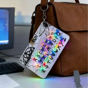 1 piece of Stranger Things LED Card Light, Car Upside-Down Light-up Ornament, Safety Warning Keychain, Backpack Decorative Mini Light, Trendy Accessory, Keychain Flashlight