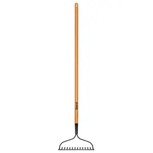 L Wood Handle 47 in. Garden Bow Rake with 14 Tines for Versatile Use in Gardens and Landscaping