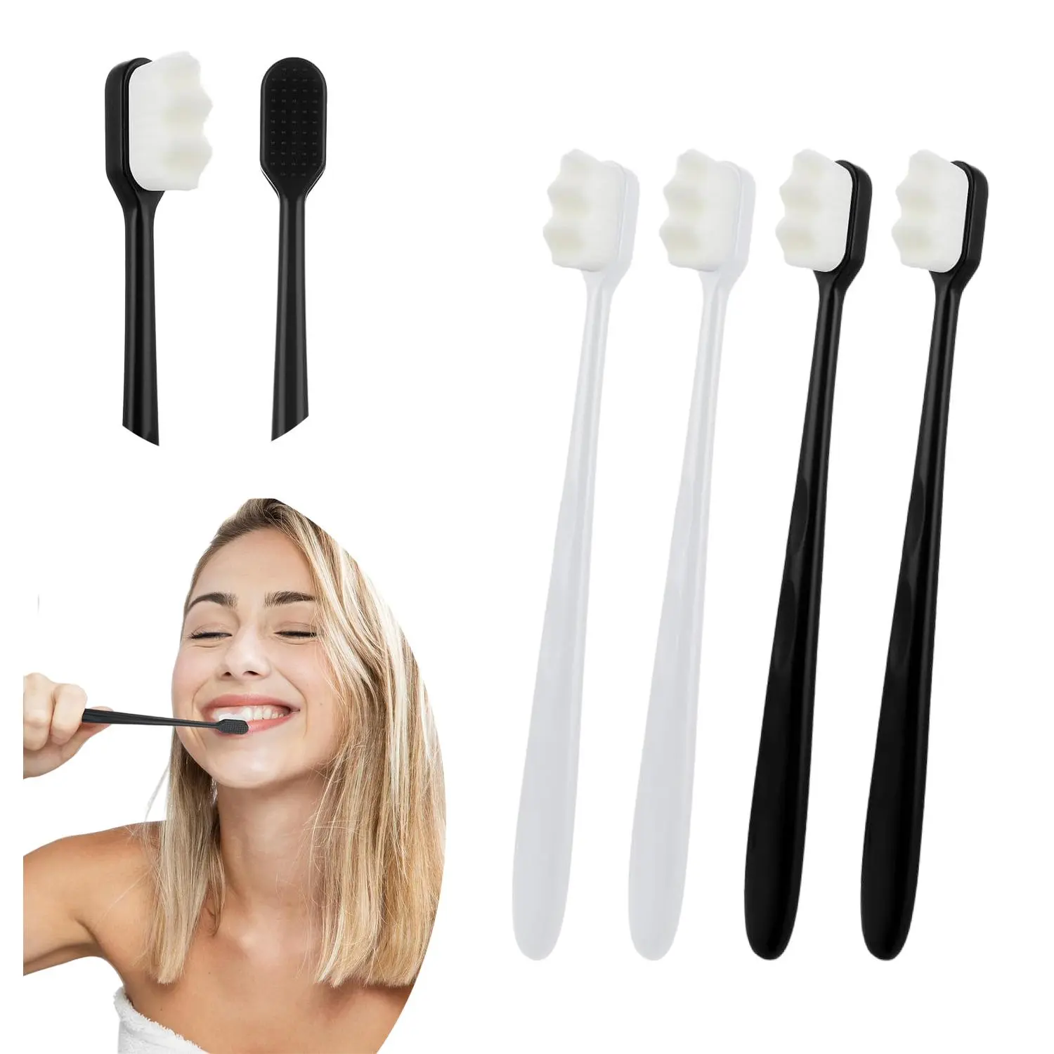 4Pcs Extra Soft Bristle Toothbrush, 20000 Micro Nano Bristles Manual Toothbrush for Adults, Gentle for Sensitive Teeth