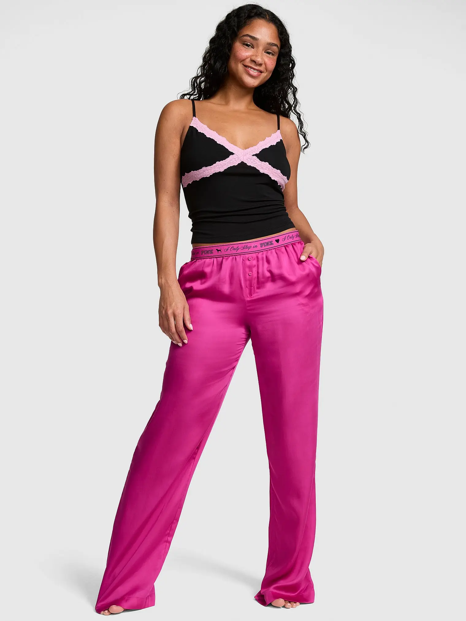 PINK Silky Sleep Boxy Pajama Pants