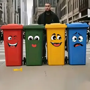 4 Sheets Cartoon Face Stickers, Self-Adhesive, Suitable for Plastic Surfaces, Removable, Home Decor, Trash Can, Wall, Toilet, Fridge