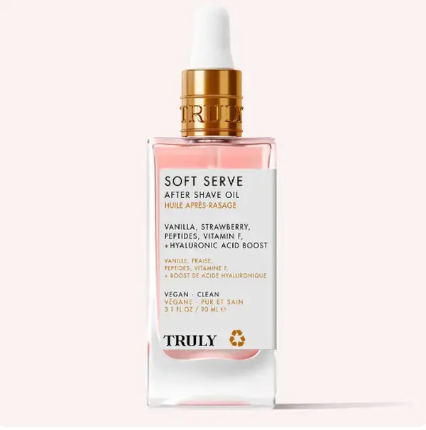 Soft Serve After Shave Oil – Soothes Razor Burn and Redness with Peptides & Hyaluronic Acid – Increases Collagen Production – Prevents Ingrowns and Brightens Uneven Skin Tone for Smoother Legs, Underarms & Pubic Area – Strawberry Vanilla Scent
