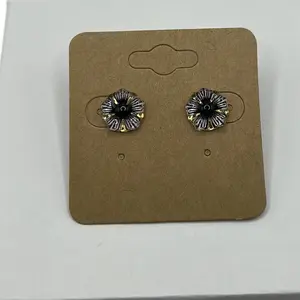 Black and Gold Flower Stud Earrings -1950’s Black and Gold Flat back Cabochons-Women’s Earrings-Stainless Steel Posts-Hypoallergenic