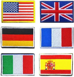 National Flag Tactical Patch, Antrix 6 Pieces American Flag/United Kingdom Flag/Germany Flag/France Flag/Italy Flag/Spain Flag Embroidered Hook and Loop Patches
