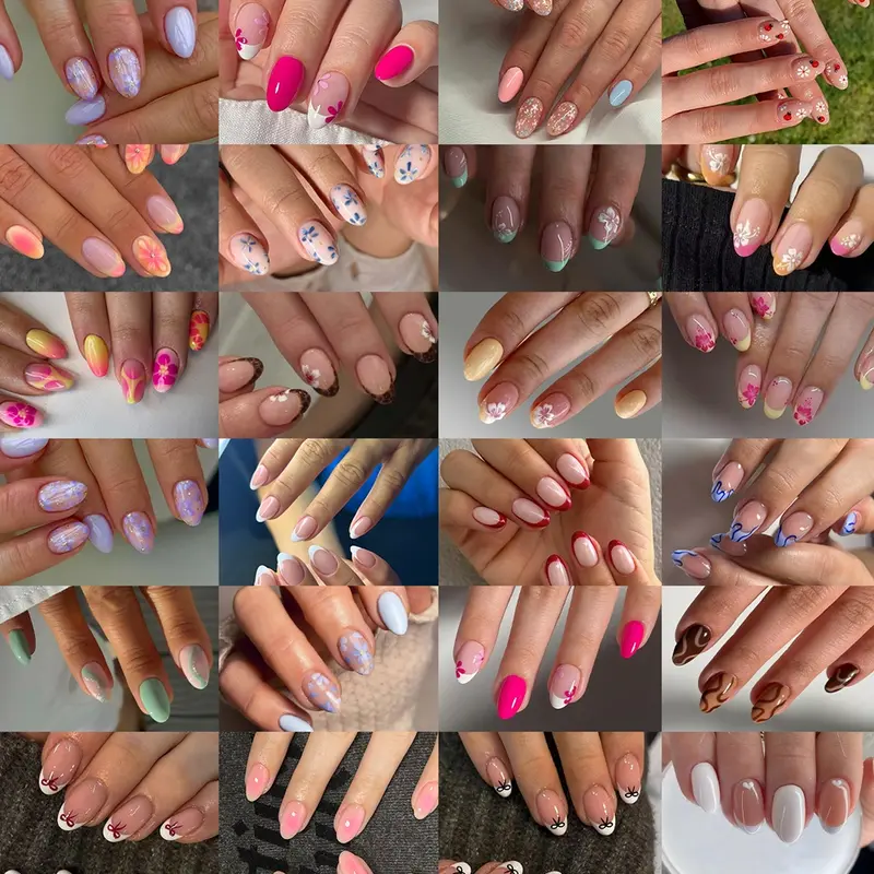 Acrylic flower nail set - TikTok Shop