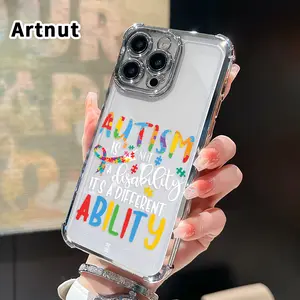 Autism Unique Gift Mobile Phone Case for iPhone 17 16 Pro Max 15 Plus 14 13 12 11 E Air Four Corner Anti-drop Shockproof Non-slip Silicone Transparent Protective Cover