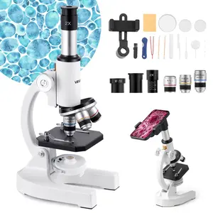 fathersdaygift VEVOR Microscope for Kids Adults, 40X-2000X Professional Compound Microscope Mobile Phone Adapter with LED Light, for Laboratory, School, Home, Education
