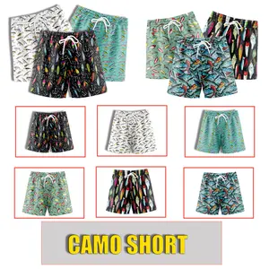 Pack3 Fishing Lure Gym Shorts - 5 Inch Inseam Realistic Camouflage Athletic Shorts, Breathable and Workout-Inspired Design daily wear Mesh Outdoor