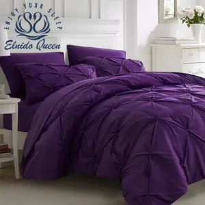 Ubauba 7pcs Purple Comforter Set Queen Size With Sheets, Pintuck 7 Pieces Bedding Comforters Bed In A Bag For All Season, Pinched Pleat Bed Set With Comforter Purple, Pink, Navy, Dark Green, Burnt Orange, Black, Beige Twin, Full, Queen, King