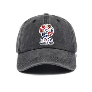 2026 USA-Canada-Mexico World Cup Printed Washed Vintage Soft Top Baseball Cap for Men and Women, Trendy Hat Reindeer Cupid