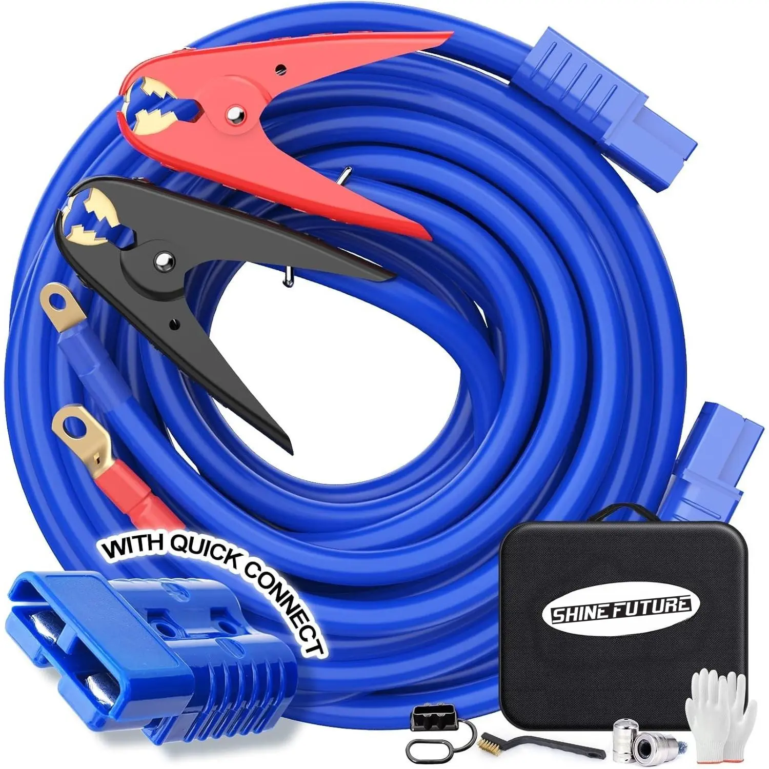Jumper Cable Clamps 1 Gauge 30 Feet Jumper Cables with Quick Connect Power Cable UL-Listed Clamps, High Peak Jumper Cables Kit for Car, SUV and Truck Autos Vehicle