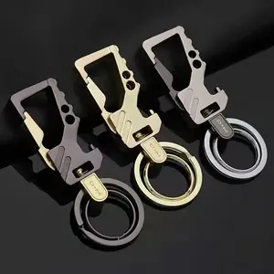 Titanium Keychain Carabiner Clip Car Key Chains Heavy Duty Tactical Key Chain with Bottle Opener Multifunctional Keychain Geometric Design Black Gold Silver