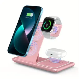 Foldable Wireless Charging Station for iPhone 11-17 & Iwatch/AirPods, Multi-Functional Three-In-One Fast Charge, 15w Simultaneous Charging,3 in 1 wireless charger,portable wireless charger,foldable travel 3-in-1 wireless charger