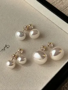 Women's Elegant Pearl Stud Earring Set, 3 Pairs Classic French Vintage Design Earrings, High-Quality Hypoallergenic Fashion Jewelry, Versatile for Daily Wear Wedding Party Prom Anniversary, Ideal Gift for Women Girls Mom Friends