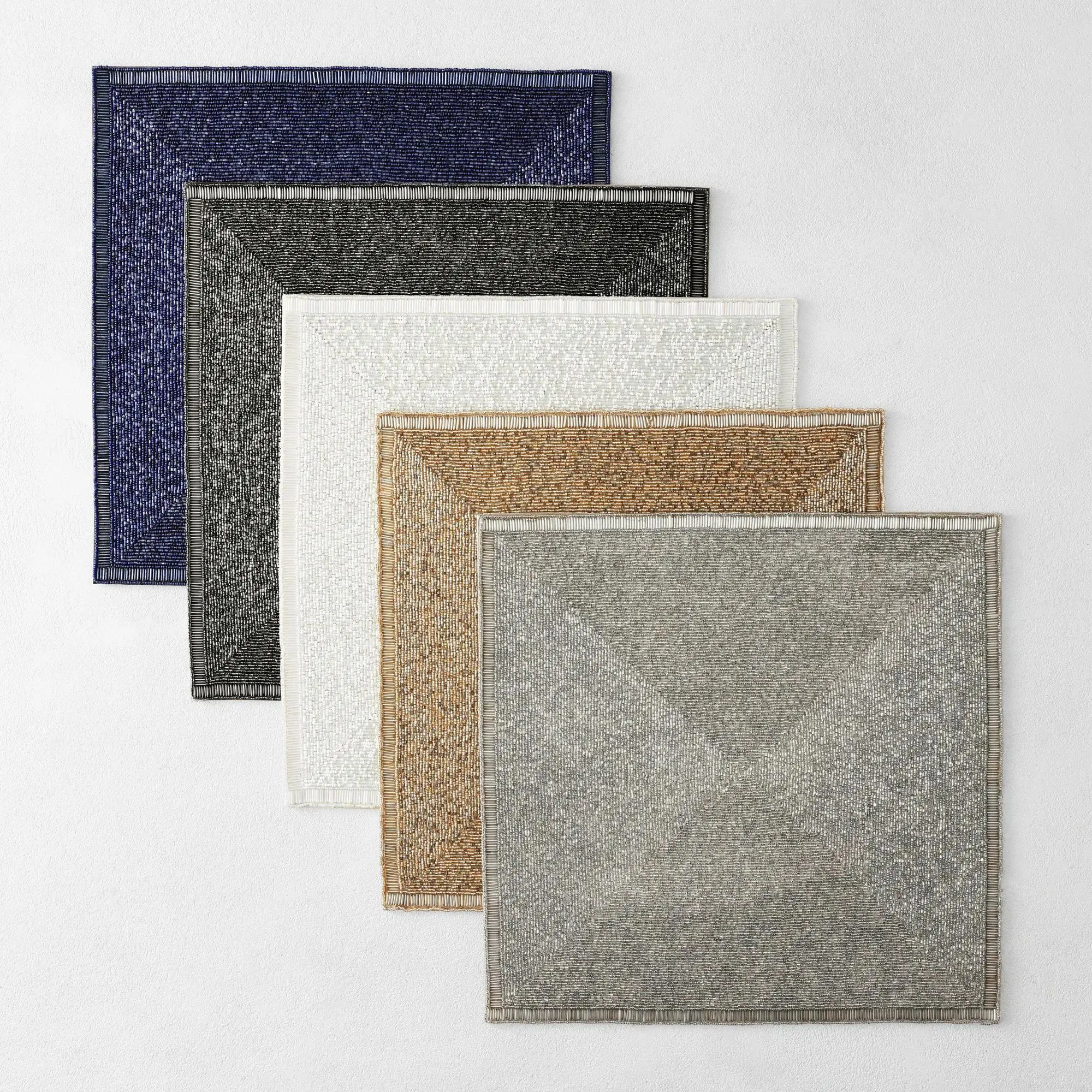 Z Gallerie Beaded Placemat Coasters Tableware Napkin Dinnerware Metallic