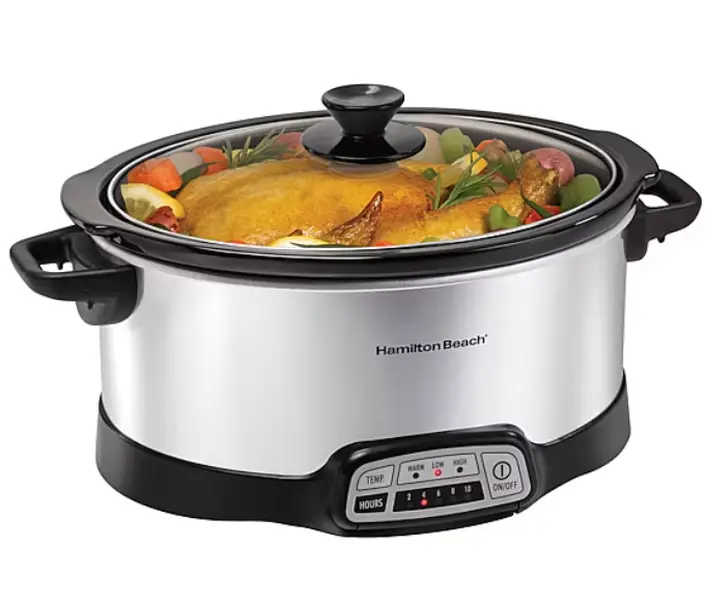 Hamilton Beach 7 Quart Programmable Oval Slow Cooker Large Capacity Electric Crock Pot with Digital Timer Auto Keep Warm Removable Stoneware Pot Glass Lid Family Size Cooker for Soups Stews Chili Roast Meal Prep Holiday Cooking