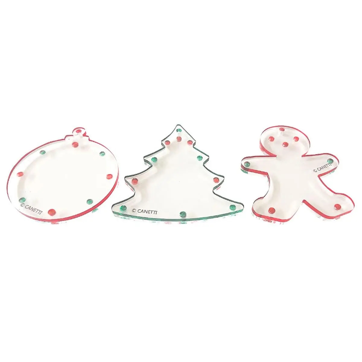 Canetti Traditional Colorful Acrylic Magnetic Photo Frame Ornament Set - Christmas Holiday Trio with 4" Width, Magnetic Hold, Ball, Tree, Gingerbread Man, Baby & Maternity Decor Gift, Photo Frames, Three Pieces