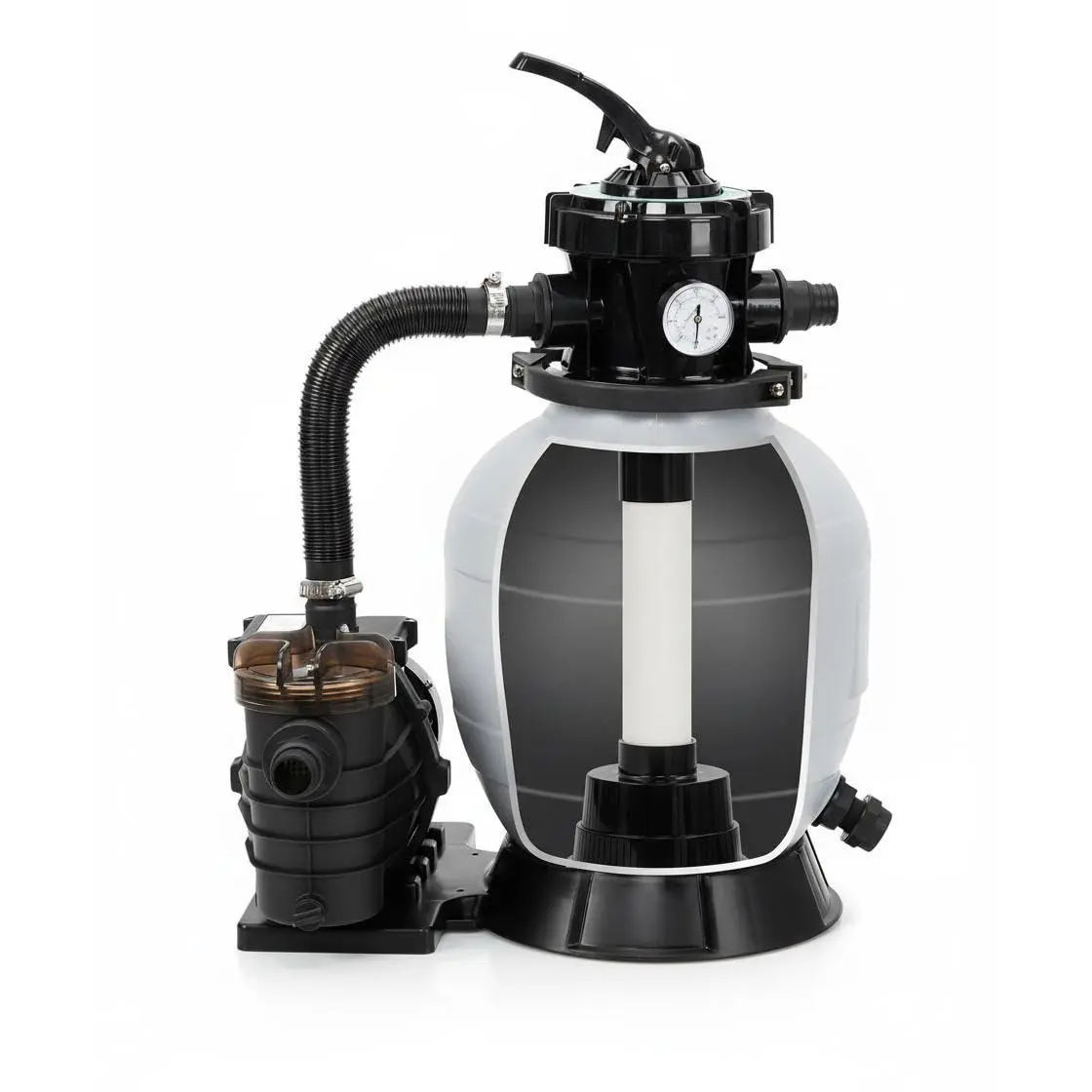 Garvee 16" 1HP 3962 GPH Pool Pump Sand Filter for Above Ground Pools - 7-Way Valve, UV-Resistant System, Detachable Basket, Energy-Saving Motor, Quick Backwash Function
