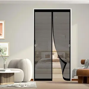 Magnetic Mosquito Screen Door, Full Frame Hook Ring, Polyester Mesh for Fresh Air, Pet Friendly, Anti-Snake Bug, 38x82 Inches, Sliding Mesh Door